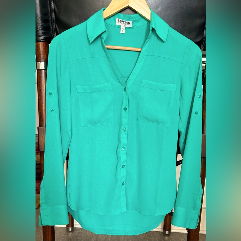 Slim fit lightweight turquoise button down